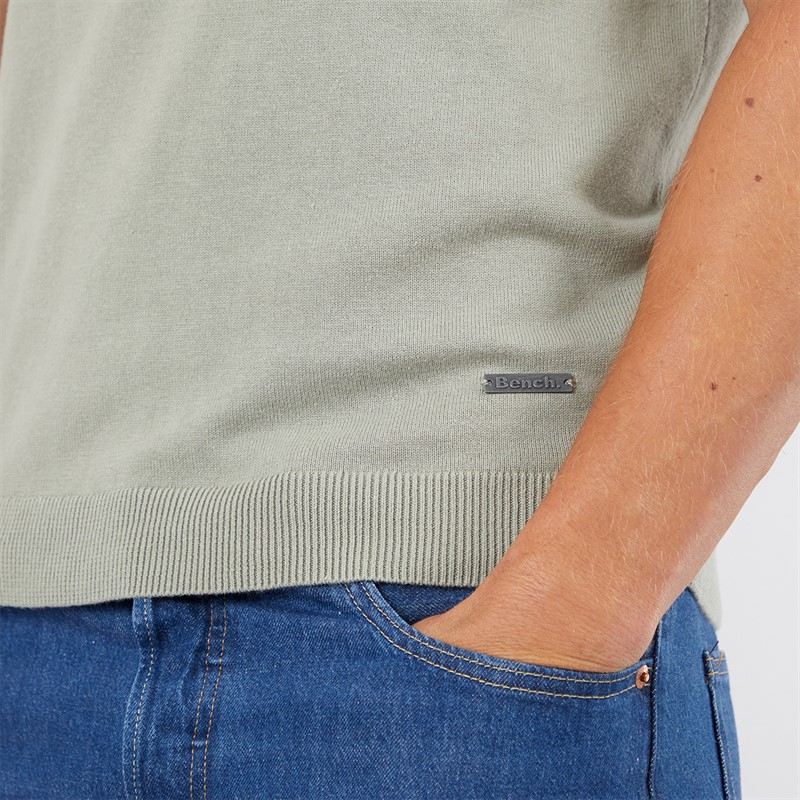 Bench Mens Aspinn Knitted Polo Shirt Sage