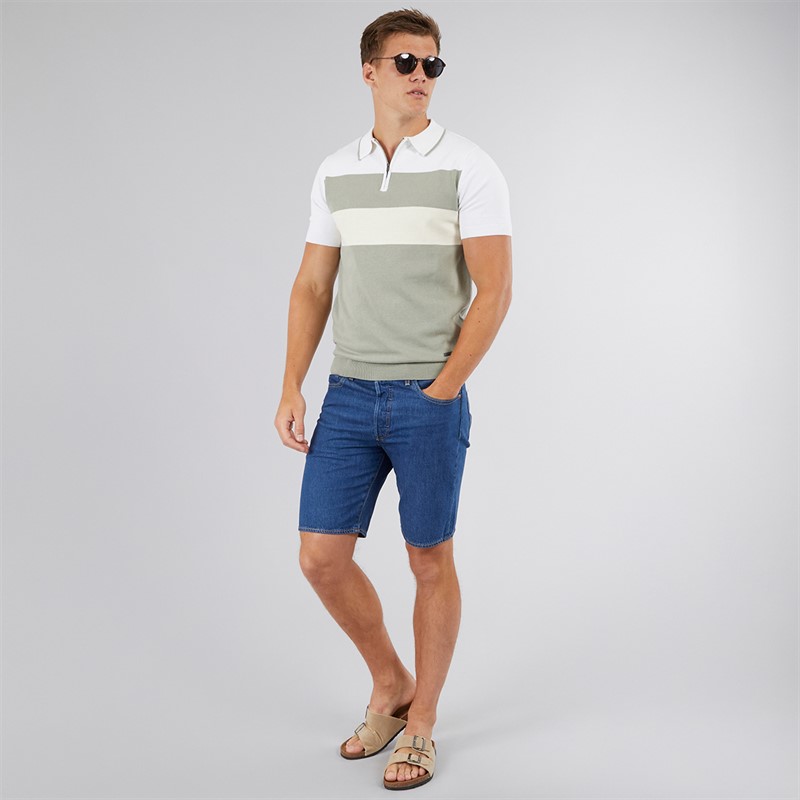 Bench Mens Aspinn Knitted Polo Shirt Sage
