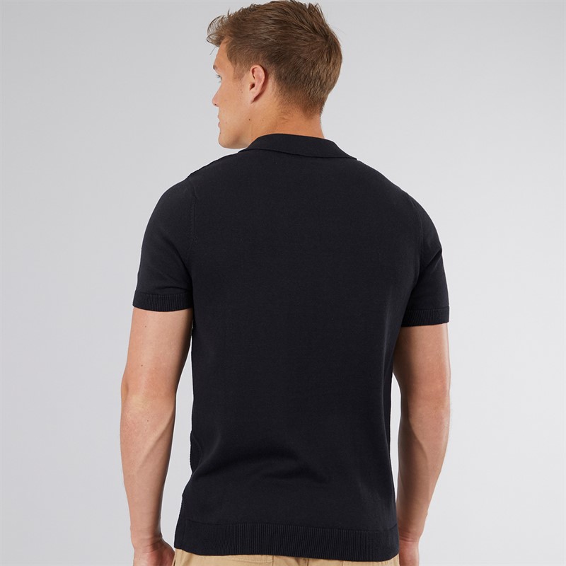 Bench Mens Brescia Knitted Polo Shirt Black