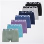 Bench Mens Darragh Seven Pack Boxers Black/Retro Blue/Navy/Dusted Grape/Grey Marl/Sage Green/Mid Blue