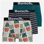 Bench Boxers Homme lot de trois Ecru Aop/Teal/Yarn Dyed Stripes