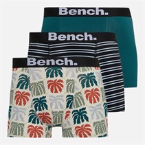 Bench Heren Geyord Drie Pack Boxers Ecru Aop/Teal/Yarn Dyed Stripes