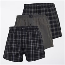 Bench Herre Trylian Tre Pak Vævede Boxer Shorts Black Check/Dark Grey/Black Check