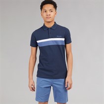 Bench Boys Litras Polo Shirt And Shorts Set Navy/Mid Blue