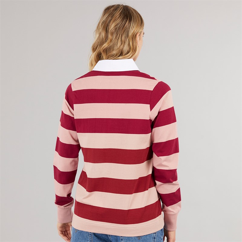 Bench Womens Wendren Rugby Shirt Light Dusky Pink/Cranberry Light Dusky Pink / Cranberry