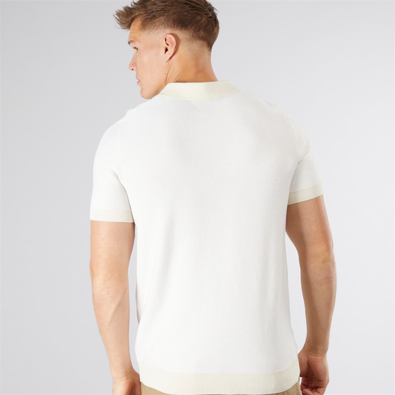 Bench Mens Totti Knitted Polo Shirt Ecru