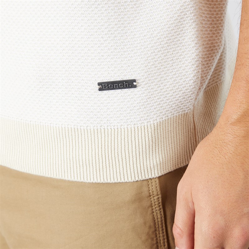 Bench Mens Totti Knitted Polo Shirt Ecru
