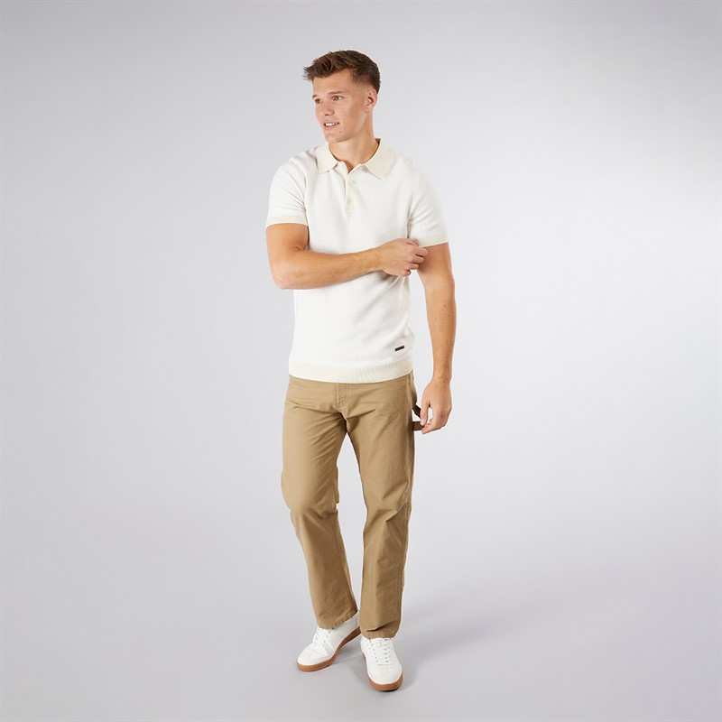 Bench Mens Totti Knitted Polo Shirt Ecru