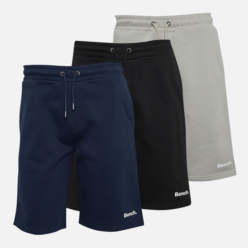 Bench Mens Bavela Three Pack Shorts Black/Frost Grey/Navy