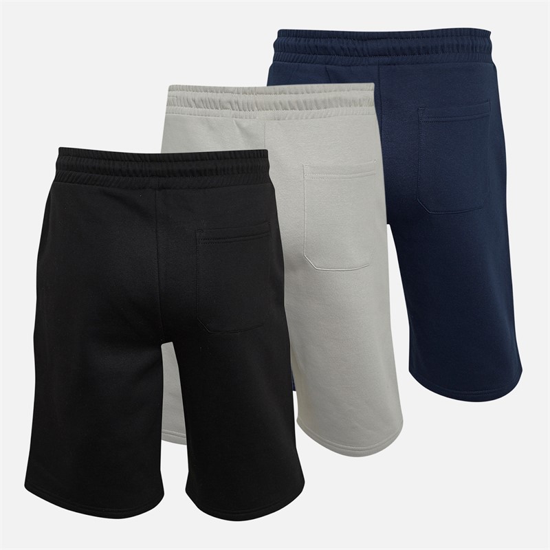Bench Mens Bavela Three Pack Shorts Black/Frost Grey/Navy