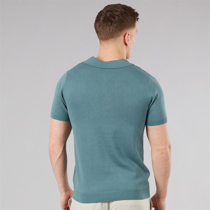Bench Mens Indro Knitted Polo Shirt Basalt Green
