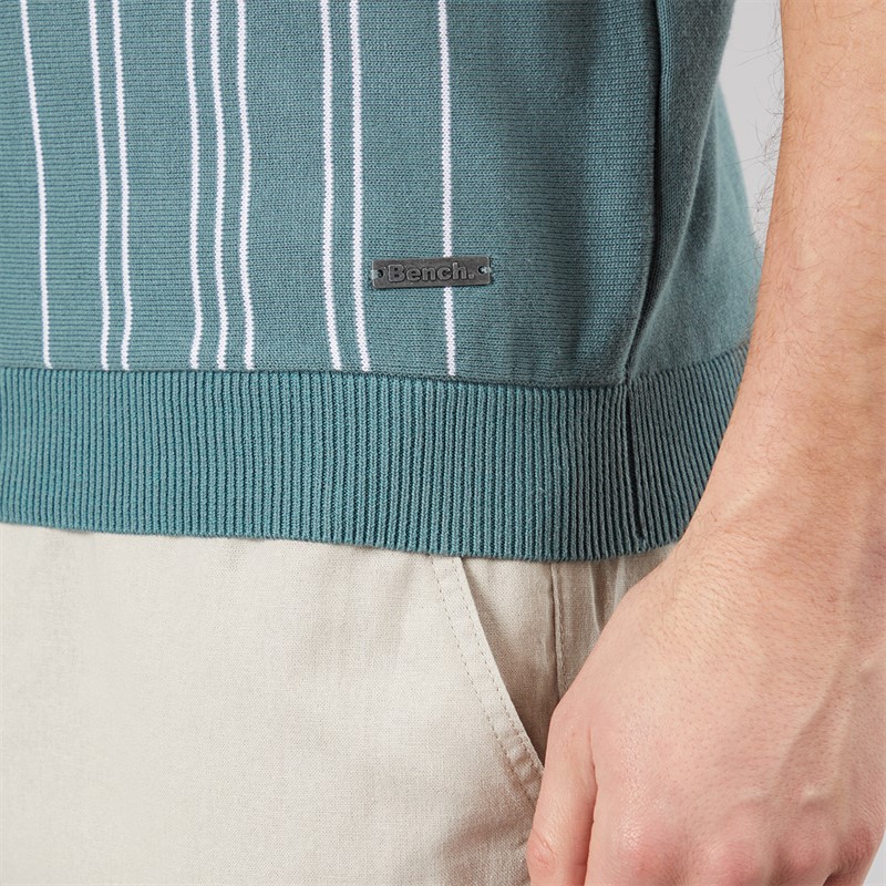 Bench Mens Indro Knitted Polo Shirt Basalt Green