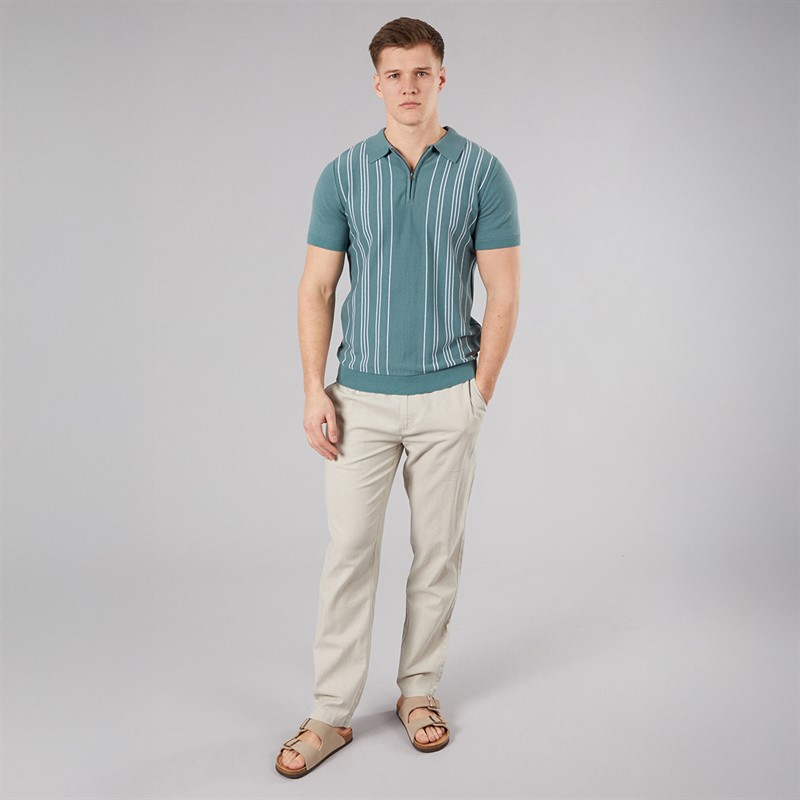Bench Mens Indro Knitted Polo Shirt Basalt Green