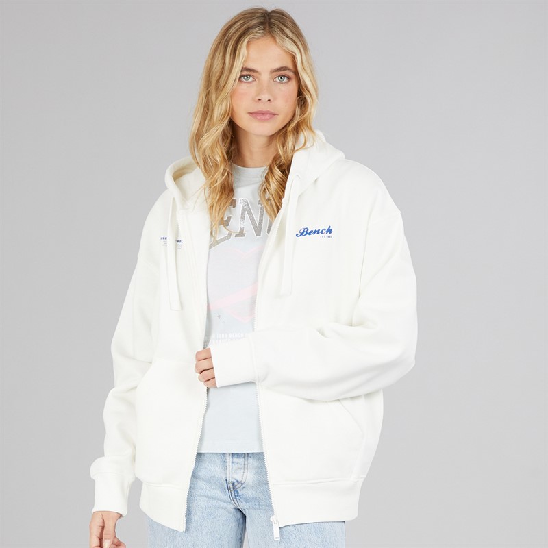 Bench Mens Lupera Zip Through Hoodie Off White
