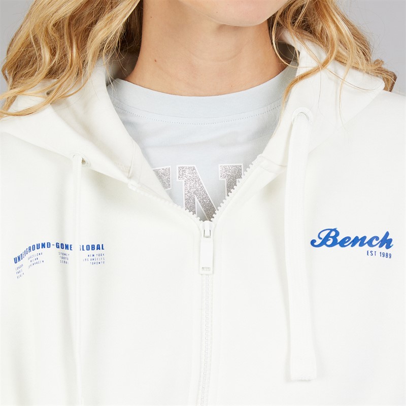 Bench Mens Lupera Zip Through Hoodie Off White