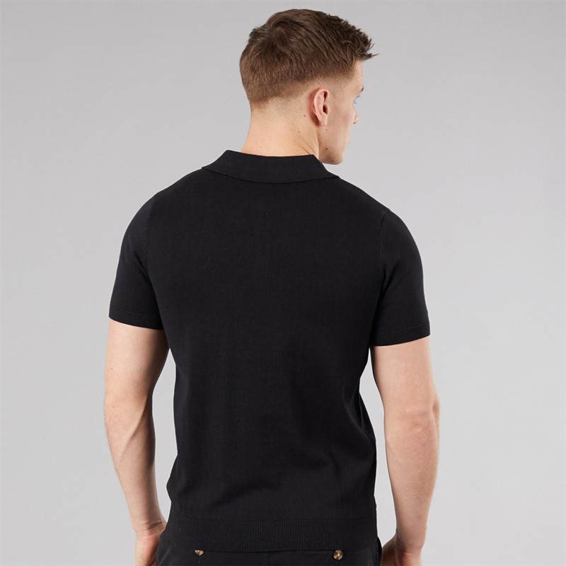 Bench Mens Kacho Knitted Polo Shirt Black