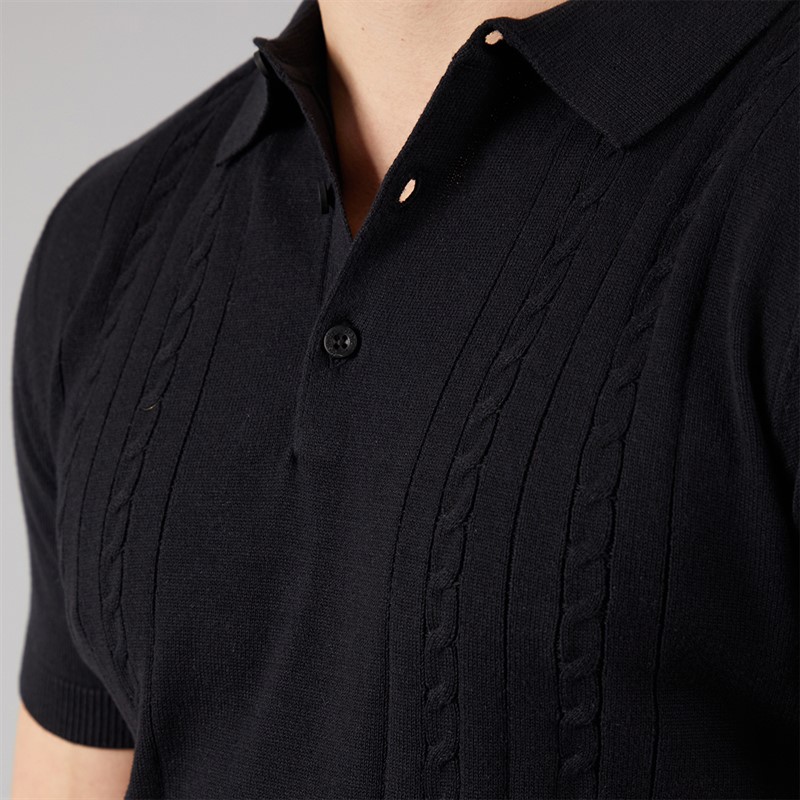 Bench Mens Kacho Knitted Polo Shirt Black