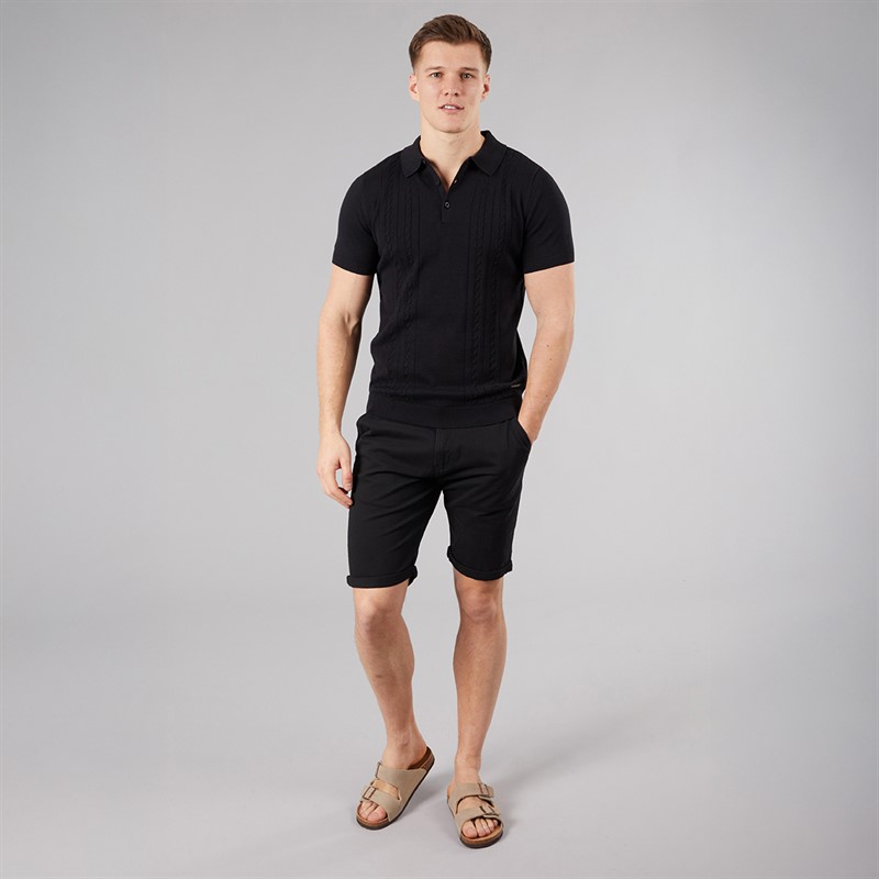 Bench Mens Kacho Knitted Polo Shirt Black
