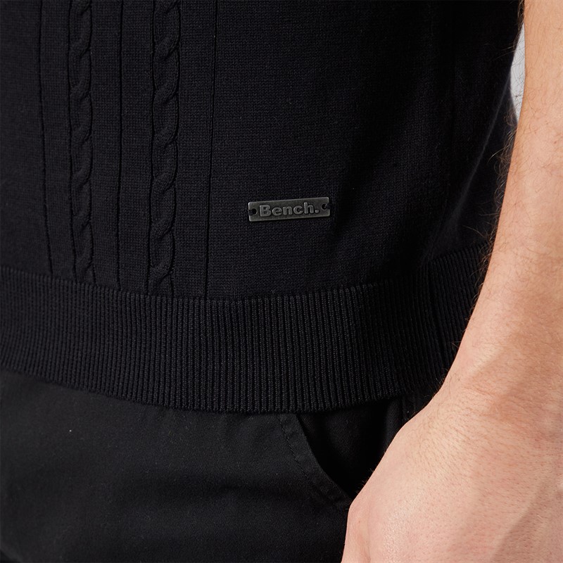 Bench Mens Kacho Knitted Polo Shirt Black