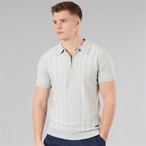 Bench Mens Indro Knitted Polo Shirt Frost Grey