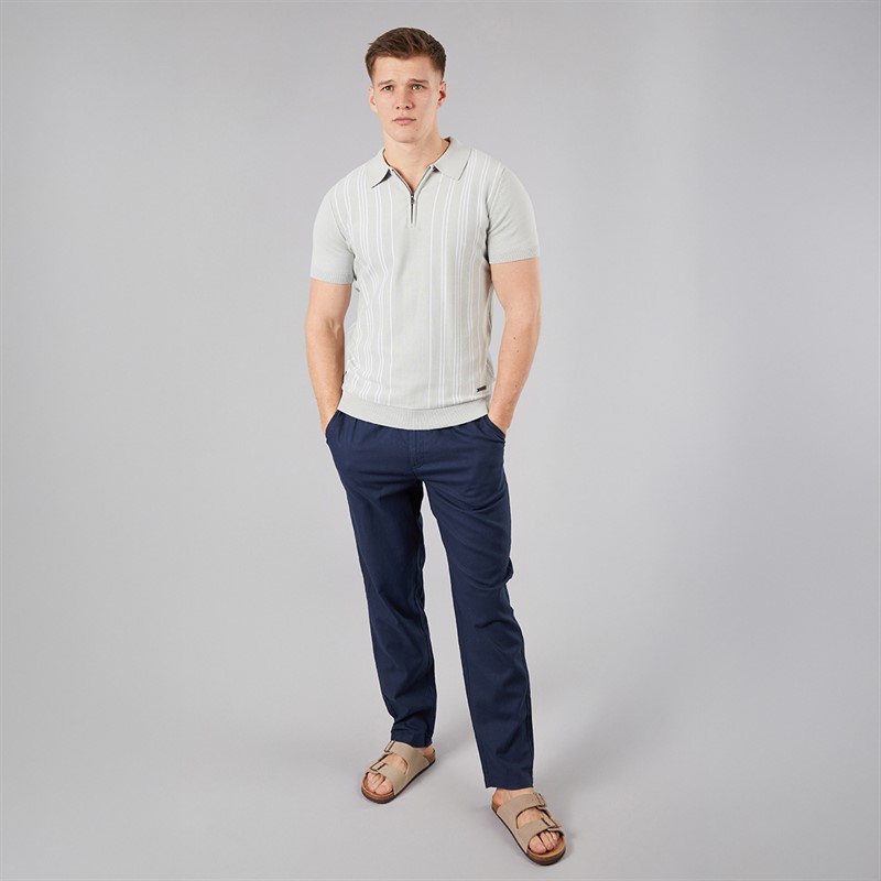 Bench Mens Indro Knitted Polo Shirt Frost Grey