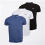 Bench Mens Takino Three Pack Polo Shirts Black/White/Mid Blue