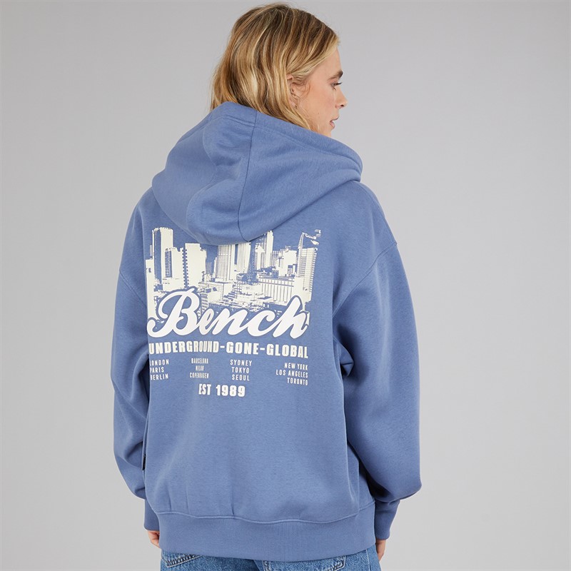 Bench Mens Lupera Zip Through Hoodie Mid Blue