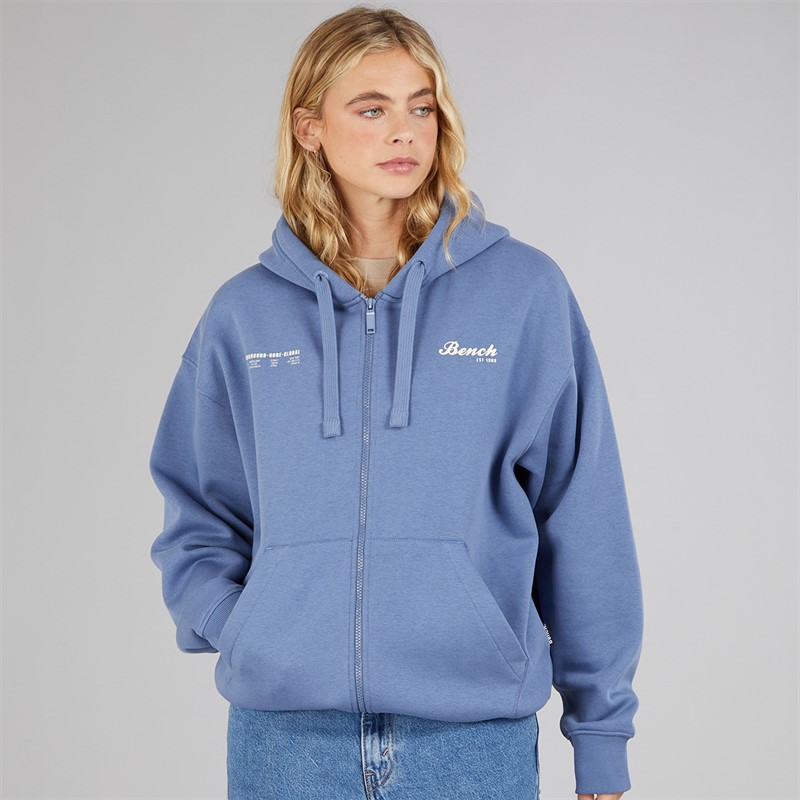 Bench Mens Lupera Zip Through Hoodie Mid Blue