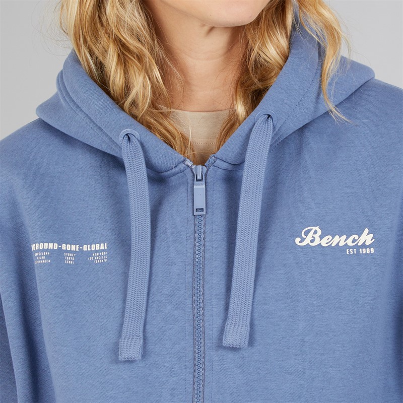 Bench Mens Lupera Zip Through Hoodie Mid Blue
