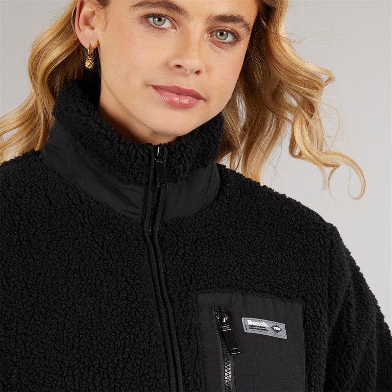 Bench Damen Akita Langes Reißverschluss Fleece Schwarz