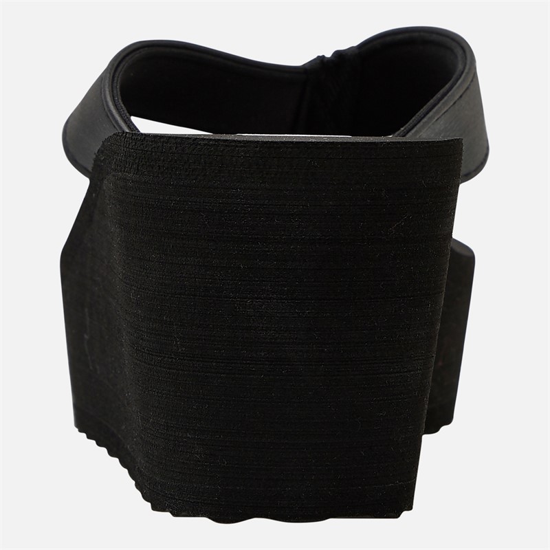 Bench Womens Vacay Chunky Wedge Flip Flops Black Pu