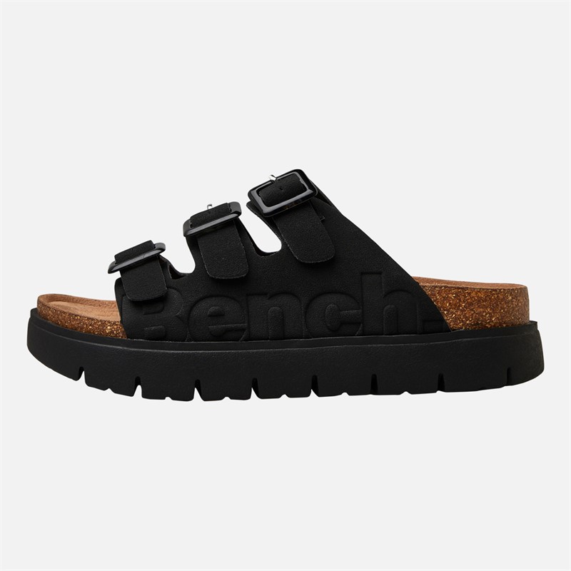 Bench Womens Ushuaia Triple Buckle Sandals Black