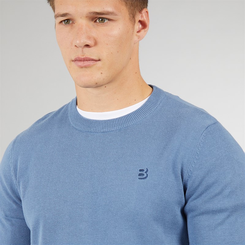 Bench Mens Vallo Crew Neck Jumper Slate Blue