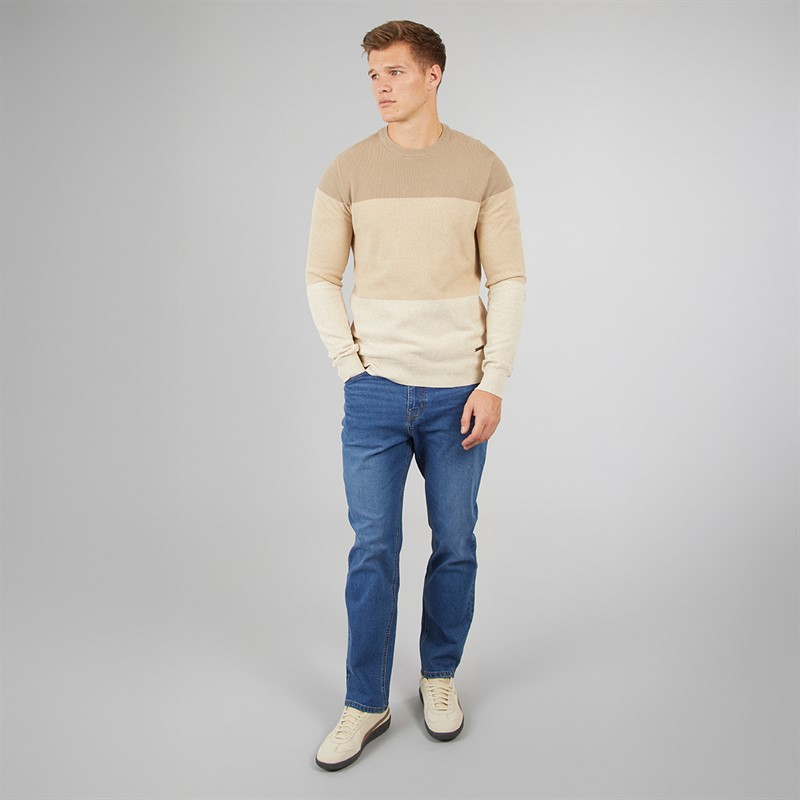 Bench Mens Crono Gradient Crew Neck Jumper Stone