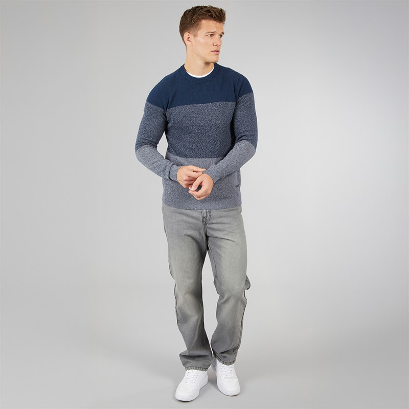 Bench Mens Crono Gradient Crew Neck Jumper Blue