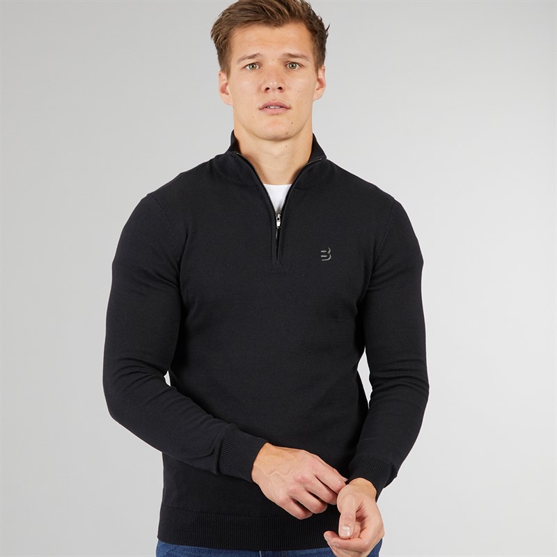 Bench Mens Arcalo 1/4 Zip Funnel Neck Jumper Black - Size M