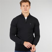 Bench Mens Arcalo 1/4 Zip Funnel Neck Jumper Black