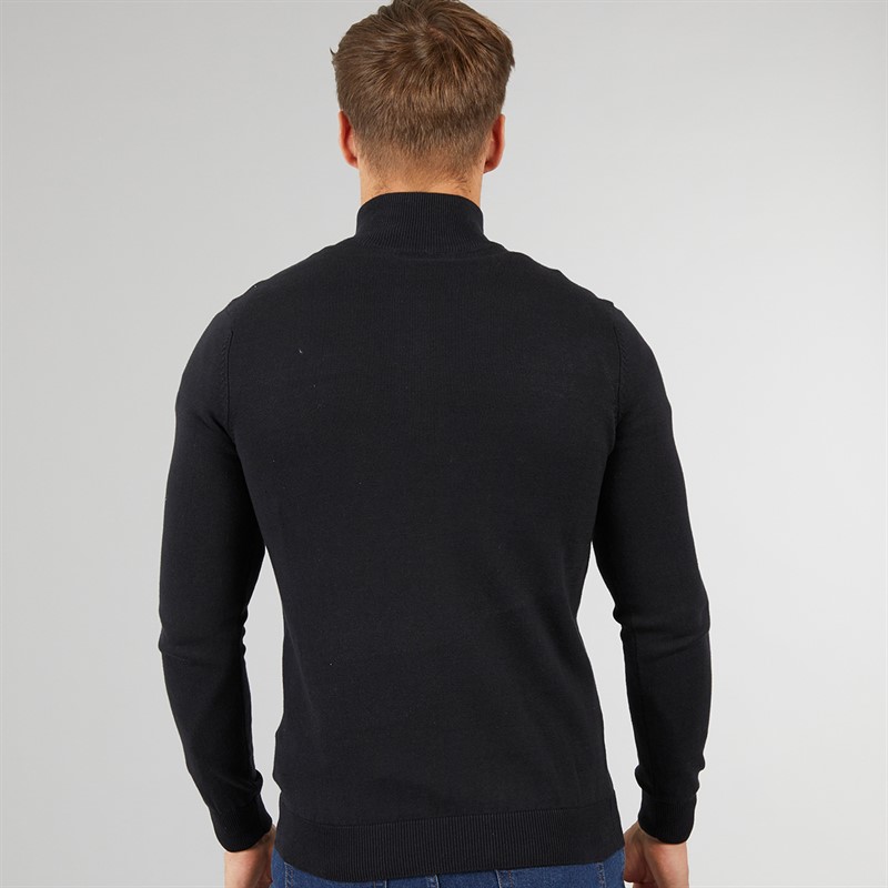 Bench Mens Arcalo 1/4 Zip Funnel Neck Jumper Black