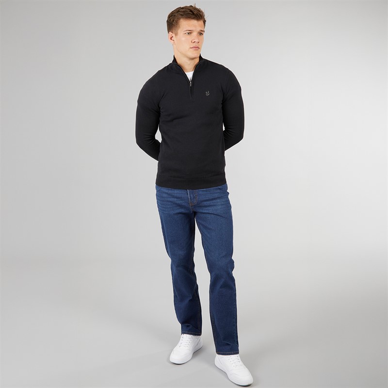 Bench Mens Arcalo 1/4 Zip Funnel Neck Jumper Black