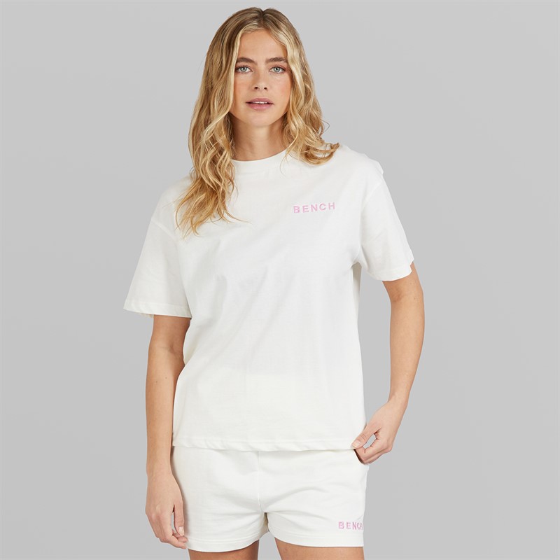 Bench Womens Tisyn T-Shirt And Shorts Set Winter White