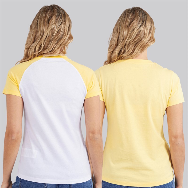 Bench Womens Zoqil Two Pack T-Shirts White/Yellow