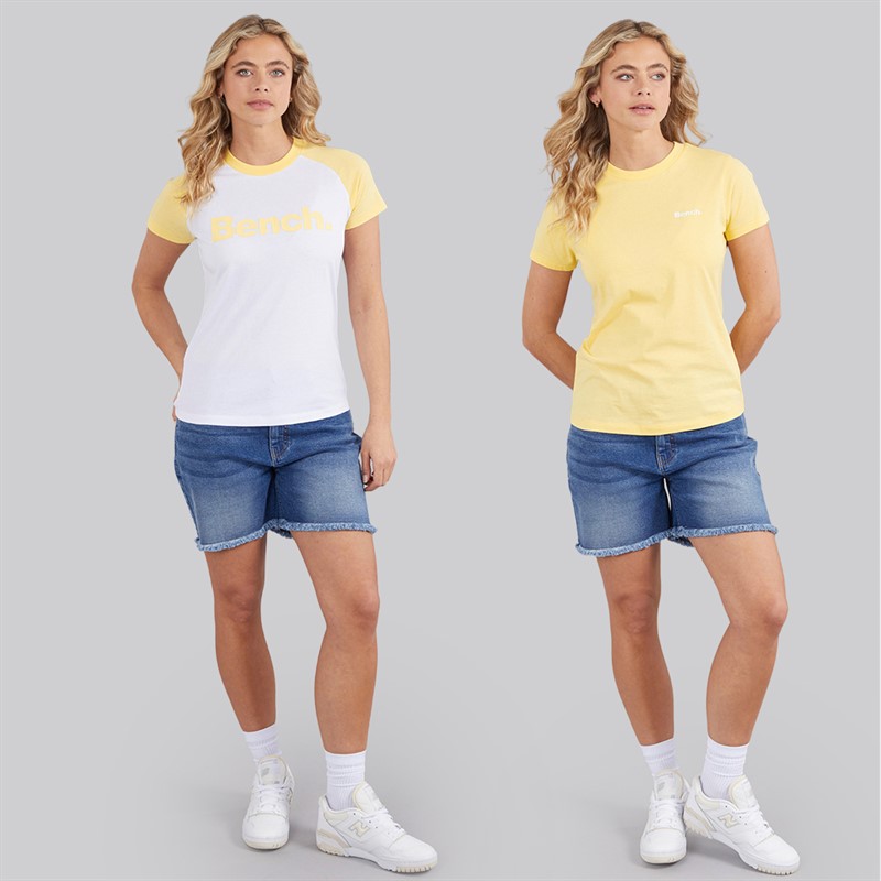 Bench Womens Zoqil Two Pack T-Shirts White/Yellow
