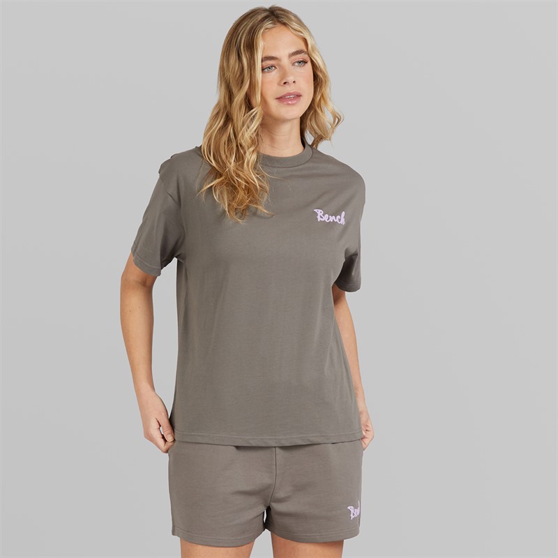 Bench Womens Lumee T-Shirt And Shorts Set Charcoal