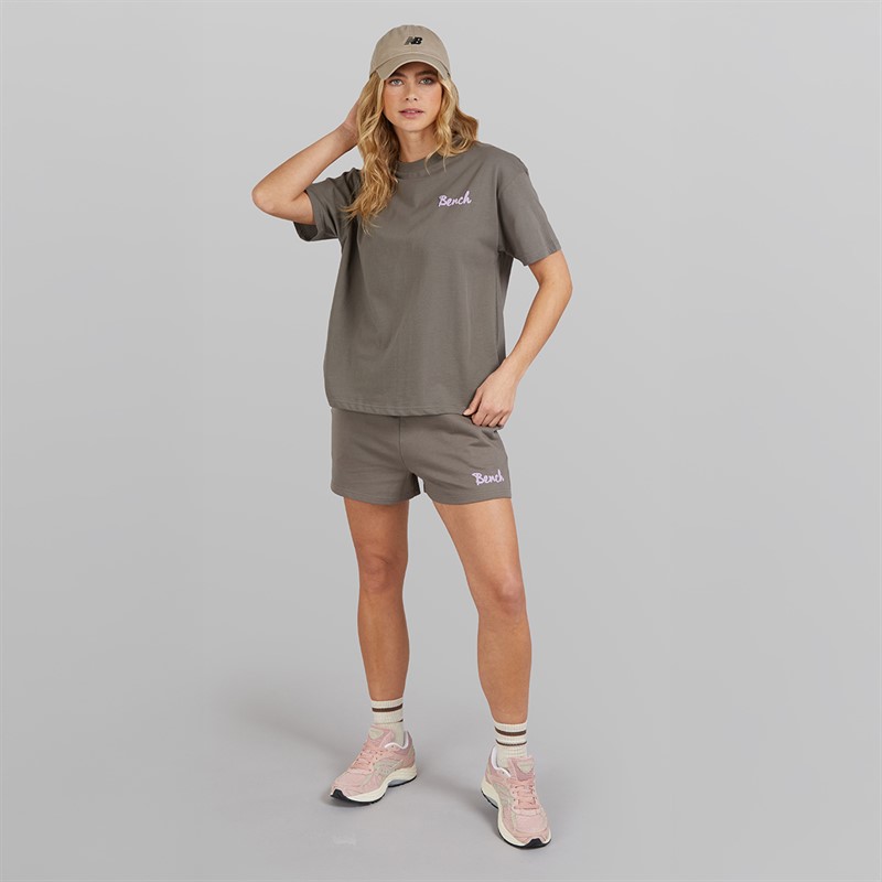 Bench Womens Lumee T-Shirt And Shorts Set Charcoal