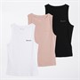 Bench Womens Ryle Three Pack Vests Black/Dusky Pink/White