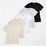 Bench Womens Joria Five Pack T-Shirts White/Chalk/Grey Marl/Light Pink/Black
