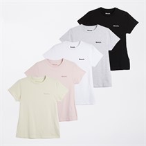 Bench Womens Joria Five Pack T-Shirts White/Chalk/Grey Marl/Light Pink/Black
