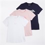 Bench Womens Nirgo Three Pack T-Shirts Navy/Fairy Take Pink/White
