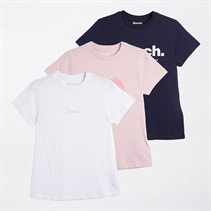 Bench Womens Nirgo Three Pack T-Shirts Navy/Fairy Take Pink/White