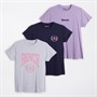 Bench Womens Jubix Three Pack T-Shirts Lilac Breeze/Grey Marl/Navy